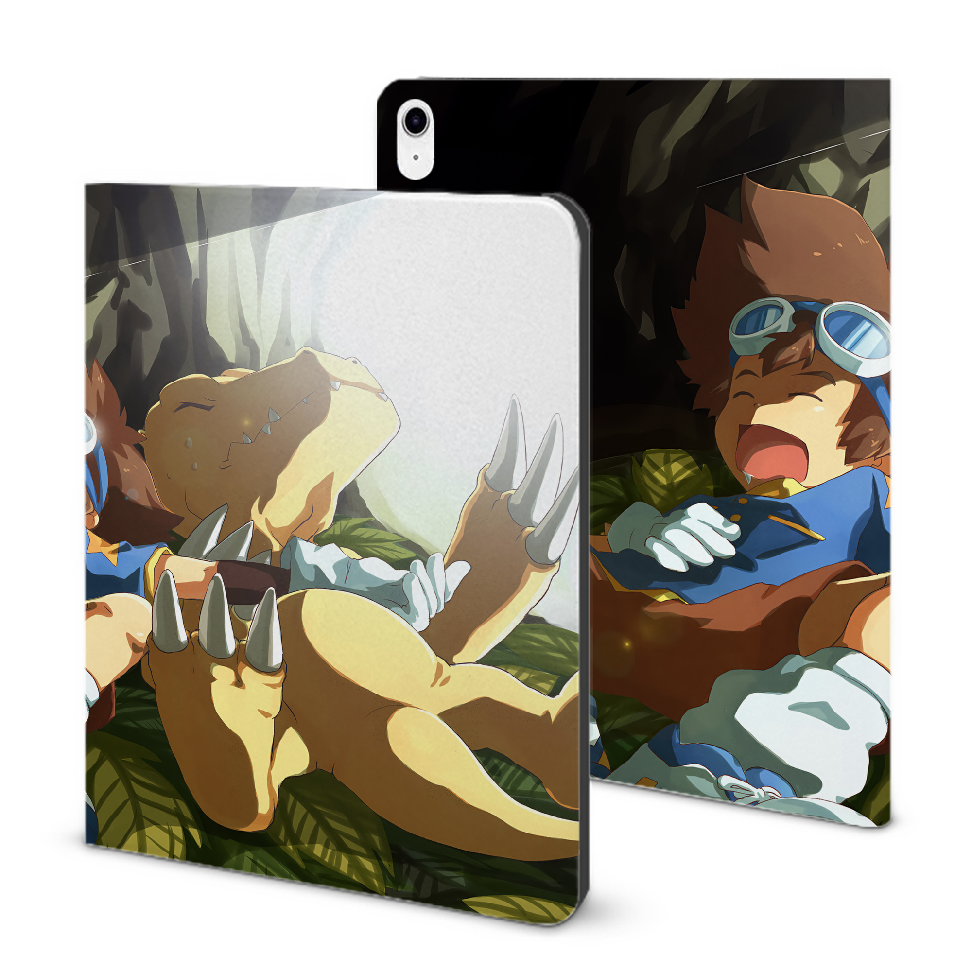 （画像用） Digimon デジタルモンスター/デジモン IPad ケース ブック型 PUレザー TPU 耐衝撃 軽量 薄型 ペン収納なし 全面保護 IPad 各モデル対応